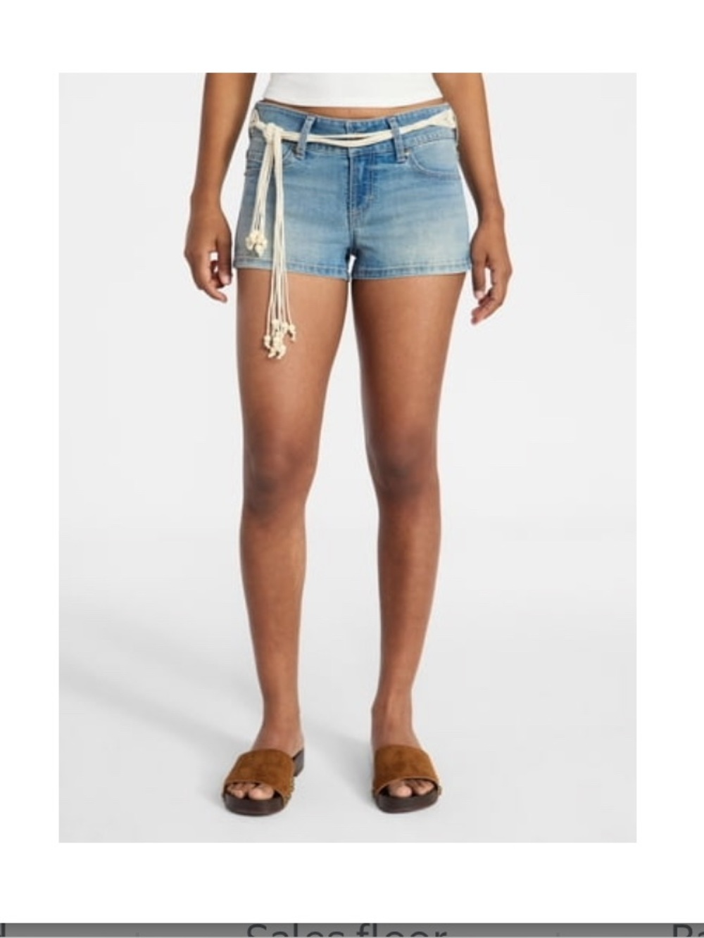 No Boundaries Light Blue‎ Denim Jean Shorts with Rope Belt